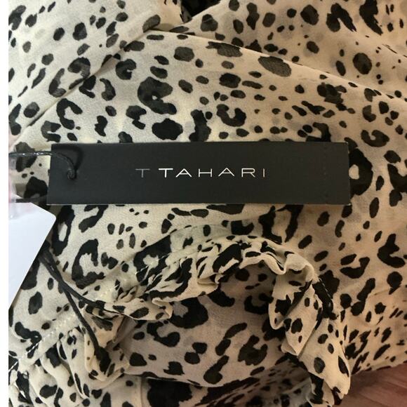 T Tahari Leopard Print Hidden Button-Up Ruffle Top Women’s Size M - Picture 5 of 5